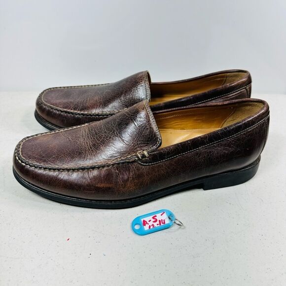 JOHNSTON & MURPHY Sz. 11M LEATHER SLIP ON LOAFERS. Brown M20-7792. main image 7